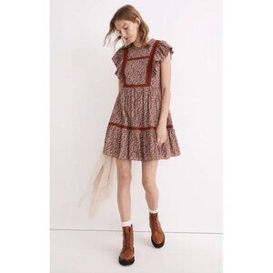 Madewell Flutter-Sleeve Mini Dress in Cottage Garden Size XL Floral Casual